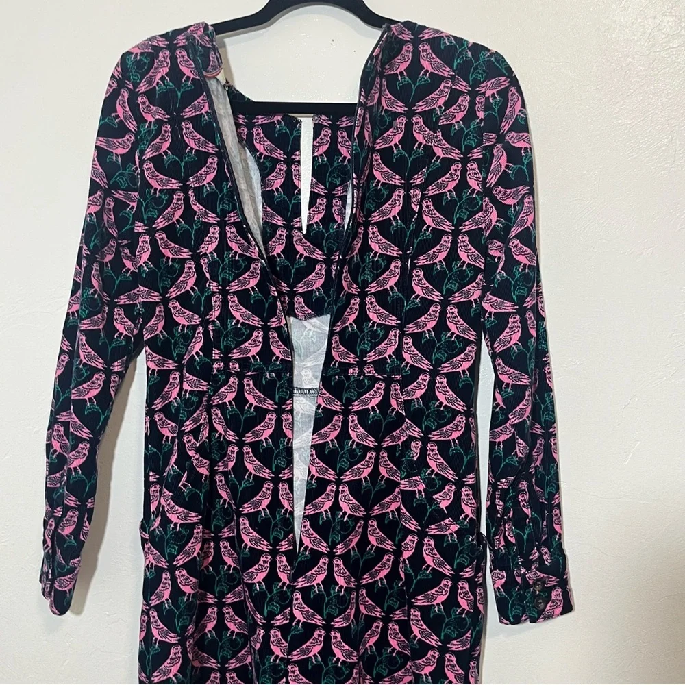 Boden Pink Lovebird Print Corduroy Sheath Dress Size 6 Small - Picture 14 of 15